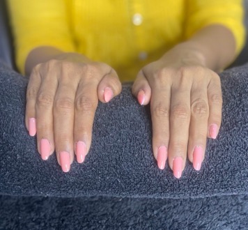 Pink almond gel nails