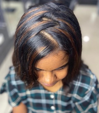 Caramel highlights and hair colour work